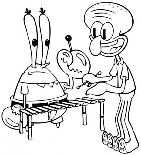 Squiddi e Mr. Krab che suonano