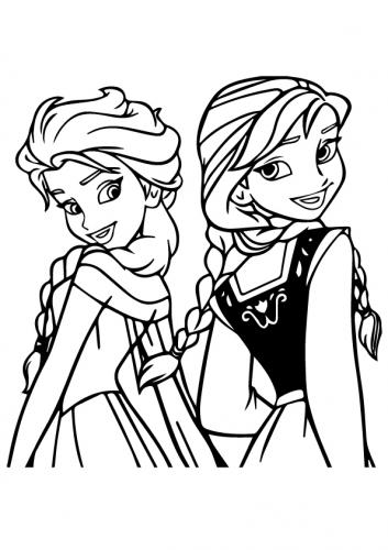 disegni da colorare di Elsa e Anna