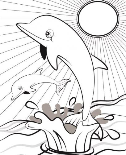 disegno del mare con i delfini