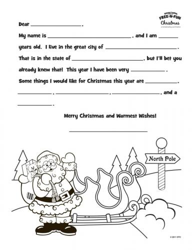 Letterina per Babbo Natale da completare in inglese