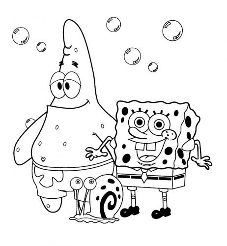 Patrick con Spongebob e Gary tra le bolle